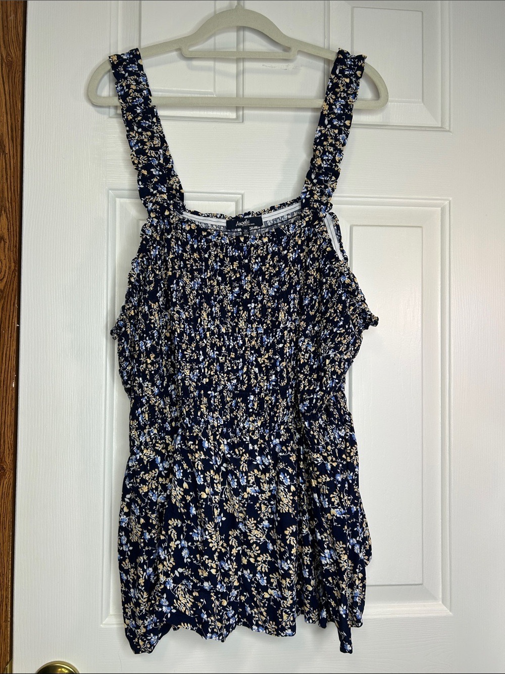 Angels Forever Young Navy Floral Smocked Tank Top